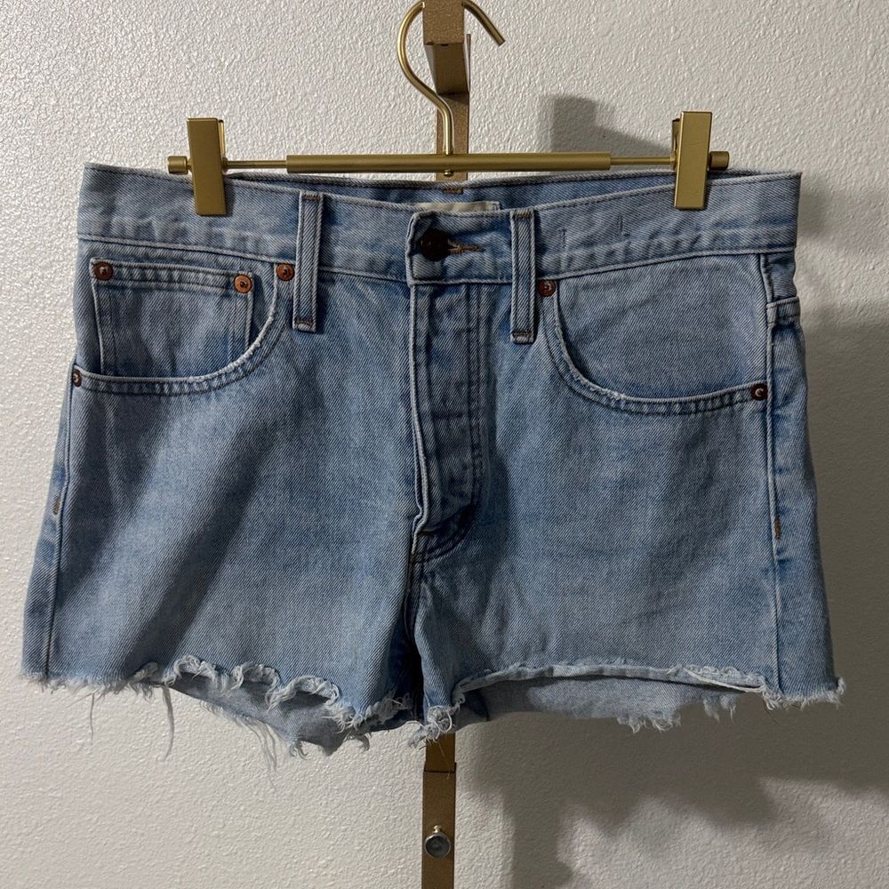 Madewell Light Blue Frayed Hem Jean Shorts